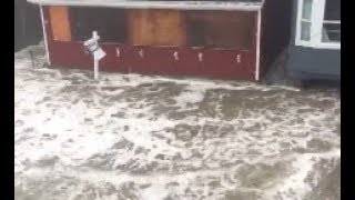 Noreaster flood footage Waves engulfing coastal buildings in Scituate [upl. by Dympha413]