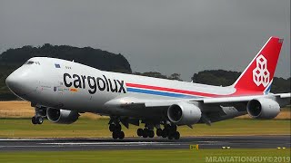 SMOOTH TOUCHDOWN Cargolux Boeing 7478 Beautiful Landing at Prestwick Airport PIKEGPK [upl. by Jochbed121]