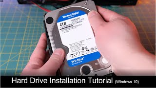 Desktop Hard Drive Installation Tutorial  Western Digital Blue 4TB  Initialization  Benchmark [upl. by Brier805]