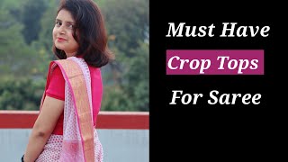 5 Must Have Crop Top For Saree  Crop top के साथ Saree  Crop top haul  MomaTiara [upl. by Arocat]