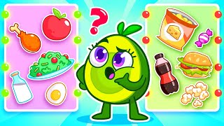 Healthy Food🥦🍇🥬 vs Junk Food🍔🍟🍕Best Kids Cartoon by Meet Penny 🥑💖 [upl. by Atteynot]