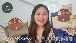 THE BAG REVIEW LONGCHAMP LE PLIAGE MINI  POUCH WITH HANDLE  HOW TO CONVERT TO CROSSBODY WO HOLES [upl. by Prue]