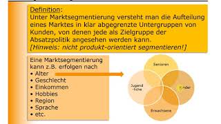 BWL  Marketing  Marktsegmentierung [upl. by Dlanger]