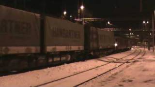 Long BLS cargo train leaving Spiez [upl. by Mendez]