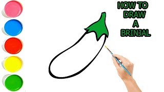 HOW TO DRAW A BRINJAL FOR KIDS STEP BY STEP AND EASY  EASY ART TUTORIAL [upl. by Lydnek]