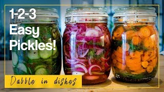 Super easy 123 pickle recipe Cucumber carrots amp onions [upl. by Osicnarf]