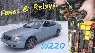 W220 All Fuses and Relays Location on Mercedes S320  diagram S class [upl. by Talanian]