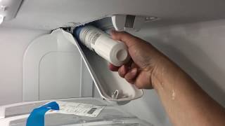 How to replace water filter on Whirlpool French Door Fridge [upl. by Arracot651]