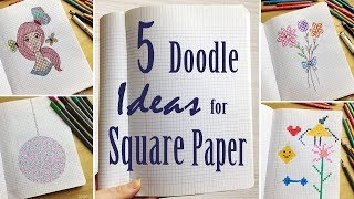 5 Doodle Ideas for Graph amp Square Paper Drawing in Notebooks [upl. by Halfon]