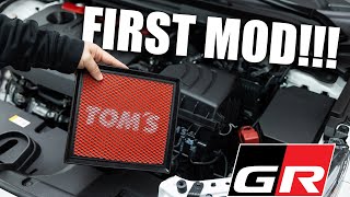 GR Corolla  First Performance Mod  TOMquotS Drop in Air Filter [upl. by Eneles]