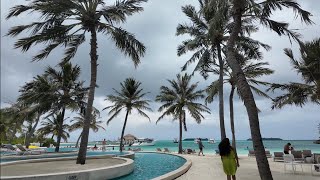 Maldives  Holiday inn Kandooma  Walk Tour  Breakfast Options  Rainy Weather [upl. by Ennyroc]