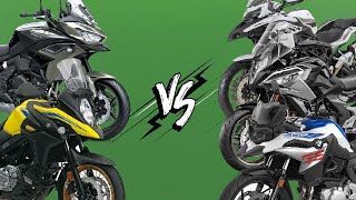 VERSYS 650 VS V STROM 650 XT VS 700MT VS BMW F 750 GS VS TRK 502 XCOMPARATIVA DE FICHA TECNICA [upl. by Annavahs]