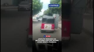 ¡Insólito Mudanza en motocarro con una nevera atada desata polémica [upl. by Eihcir]