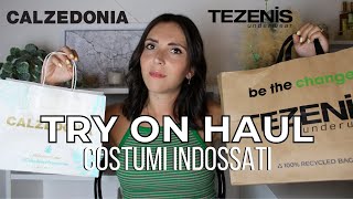 TRY ON HAUL COSTUMI INDOSSATI ESTATE 2022  calzedonia tezenis saldi estate 2022 [upl. by Lizned991]