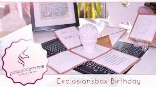 Explosionsbox basteln  Geburtstagsgeschenk  DIY Bastelideen  Anleitung  PinkUnicornme [upl. by Thordia]