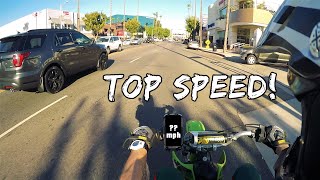 KLX 110 TOP SPEED RUN  IN TRAFFIC [upl. by Yeltihw]