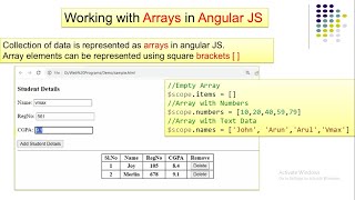 Arrays in Angular JS [upl. by Ranite625]