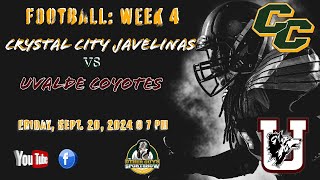 Javelinas Football Crystal City vs Uvalde Coyotes  UIL 92024  Live 2nd Part [upl. by Adiasteb]