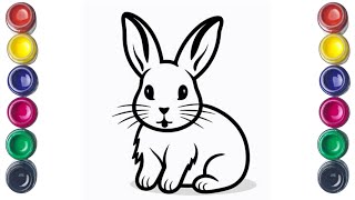 Cute Rabbit Drawing 🐰🐇  Easy Drawing Coloring and Painting For Kids amp Toddler  Easy Drawing [upl. by Yonit]