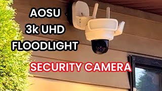 AOSU Floodlight Camera Wired 3K UHD Security Camera [upl. by Goodard]