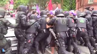 Amburgo G20 mattinata di proteste e scontri fra polizia e antagonisti [upl. by Moorefield]