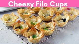 Cheesy Filo Cups  Easy Spanokopita recipe  Spinach Feta Filo Cups [upl. by Sirama644]