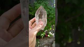 Siderite outside on clear quartz crystalrutilequartz quartz trendingshorts subscribe [upl. by Ailec]