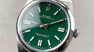 2021 Rolex Oyster Perpetual 41mm GREEN Dial 124300 Rolex Watch Review [upl. by Goth]