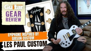 Epiphone Inspired by Gibson Custom Les Paul Custom  Review  Guitar Interactive [upl. by Amoeji753]