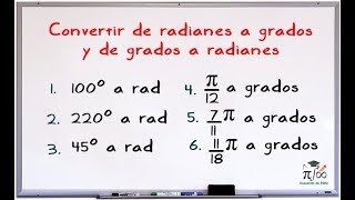 Conversiones de radianes a grados y de grados a radianes  Simplificación manual y con calculadora [upl. by Boaten]