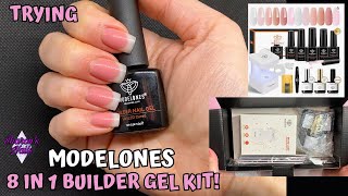 Trying Modelones 8 in 1 Builder Gel Kit from Amazon  How to do Reverse French BIAB Nails [upl. by Wehhtam246]