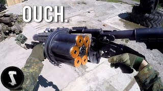 Possibly the Most Painful Airsoft Gun in Existence 40mm Grenade Launcher [upl. by Aniratak]