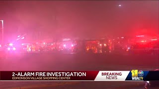 Crews fight 2alarm fire at Edmondson Village Shopping Center [upl. by Sillek]