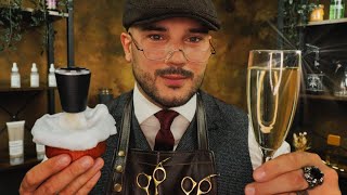 The Most Luxurious ASMR Haircut 🥂 Head Massage 💆🏻‍♂️ Hair Brushing  Water Spray  Crinkle Apron [upl. by Nnaeiram696]