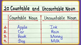 Examples of countable and uncountable noun  20 examples  20 examples of countable and uncountable [upl. by Laine]