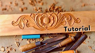 how to make a very simple design carving on the wood  tutorial for beginners  pkt wood art [upl. by Giacopo]