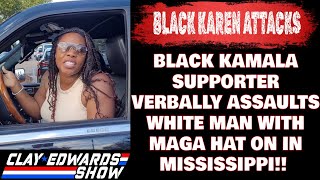 BLACK KAREN AND KAMALA HARRIS SUPPORTER ATTACKS WHITE MISSISSIPPI MAN FOR WEARING A MAGA HAT [upl. by Ylram]