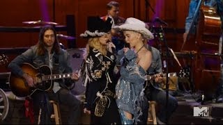 Madonna Joins Miley Cyrus for Unplugged MTV Performance [upl. by Eibba158]