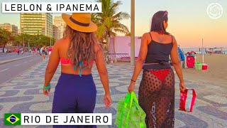 🇧🇷 LEBLON AND IPANEMA Beach Boardwalk Rio de Janeiro Brazil  2022 【 4K UHD】 [upl. by Nowad]