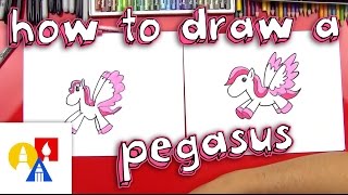 How To Draw A Cartoon Pegasus for young artists [upl. by Ahola]