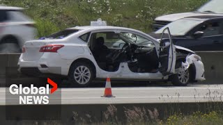 Woman dies after car windshield hit by quotvolleyballsizedquot rock on BC highway [upl. by Nimref]