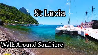 St Lucia Island  Walk Around Soufriere  2017 4K [upl. by Cormack256]