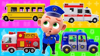 Fire Truck Police Car Ambulance 🚑🚓🚒  Little Rescue Squad  More Nursery Rhymes amp Kids Song [upl. by Acinelav]