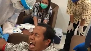 Grown man crying like a baby while doing blood test [upl. by Haropizt]