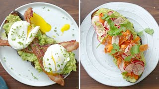 4 Easy amp Delicious Avocado Toast Recipes for Breakfast [upl. by Aihsela]