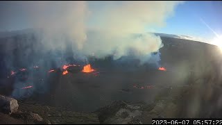 Timelapse of Halema‘uma‘u eruption Kīlauea volcano — June 79 2023 [upl. by Irneh]