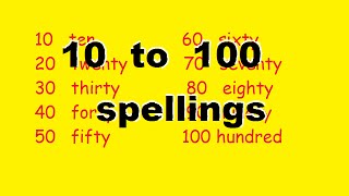 10 to 100 spellings for children ten to hundred [upl. by Cyndy]