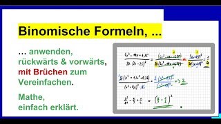 Binomische Formeln anwenden mit DezimalZahlen  Brüchen zum Vereinfachen BiFo04 [upl. by Aileek763]