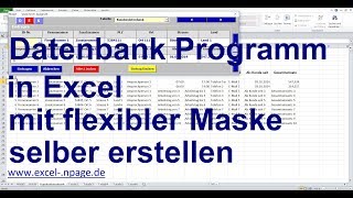 0 Datenbank Programm in Excel mit flexibler Maske selber erstellen [upl. by Aohsoj940]