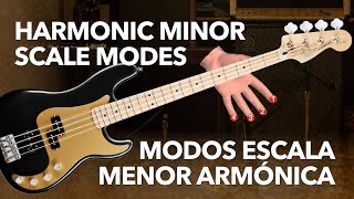 Bass Guitar Harmonic Minor Scale amp Modes [upl. by Hynda]